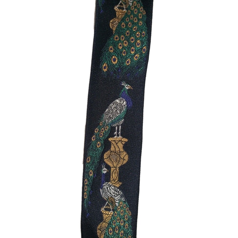 Trafalgar VG authentic black peacock urn feathers silk leather braces suspenders - Picture 2 of 16